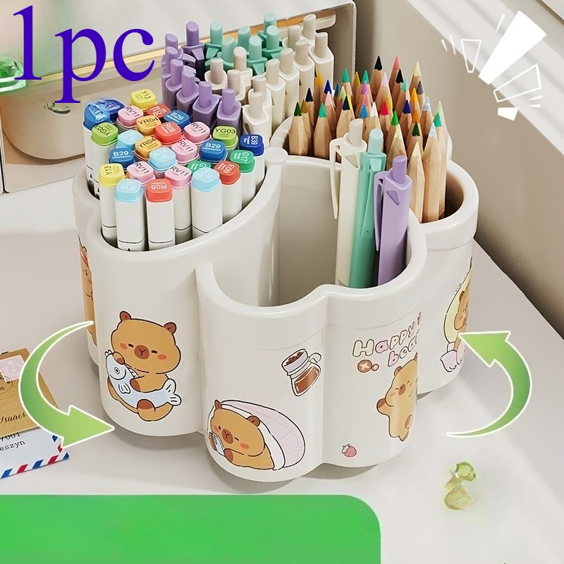 1pc By Capybara Capibararotating Door Posts, , 4 Classified Storage Compartments, Huge Capacity. Perfect Gift For Schools, Offices, Desks, ' Birthdays.