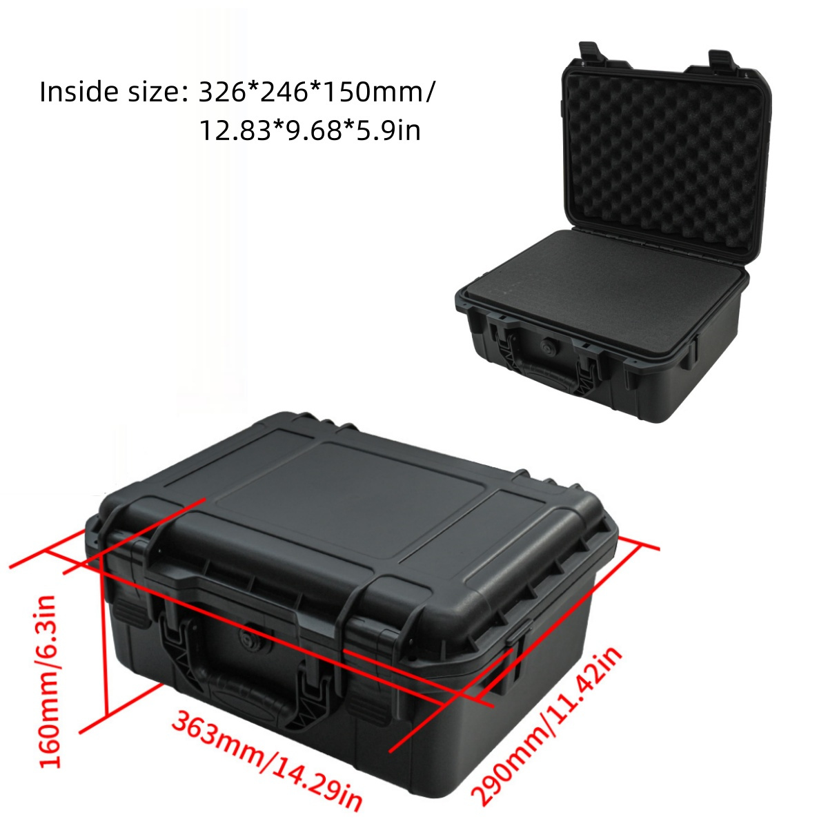 TEMU 1 de herramientas impermeable de resistencia con insertos de esponja precortados - Plástico duradero, de almacenamiento de equipos a prueba de