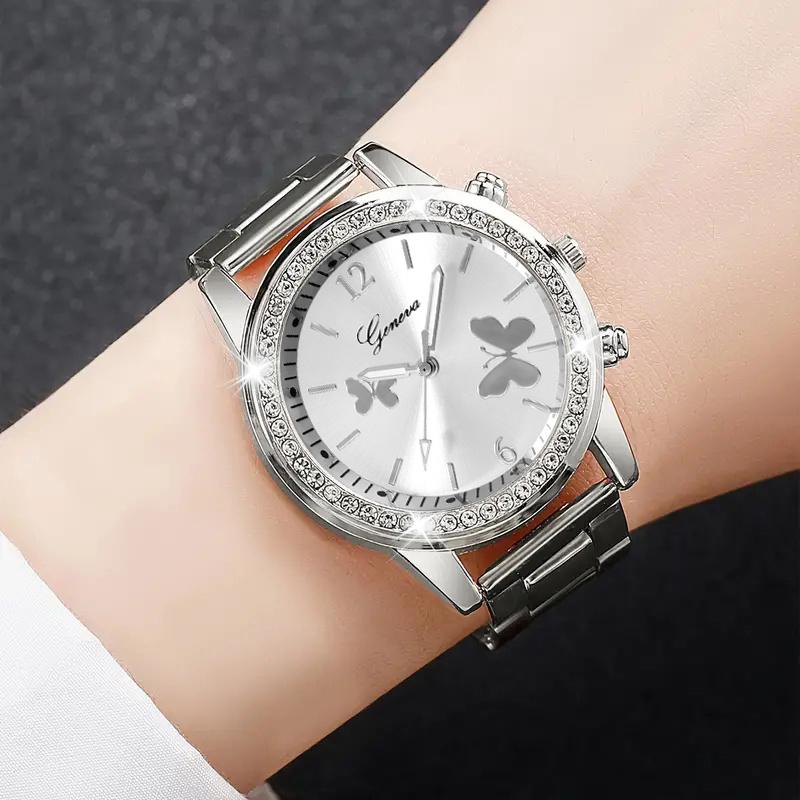 TEMU Women's Casual Elegant Quartz Watch, Digital Dial, Alloy Stainless Steel Strap, Alloy Case, Button Battery, For Daily Matching And Gift Occasions, Birthday Gifts And Holiday Party Gifts