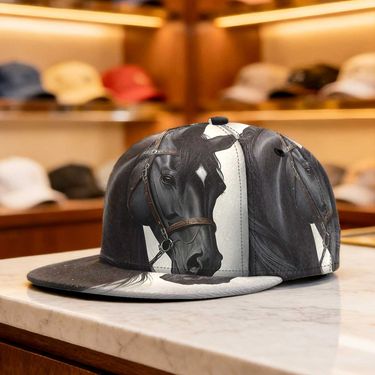 Gorro de pico de pato con retrato de caballo, 1 pieza - Sombrilla ajustable de ala plana con aplique de caballo/Sombreado apto para hombres y mujeres, ligero para exteriores, ropa casual, para uso, para montar a caballo, eventos ecuestres
