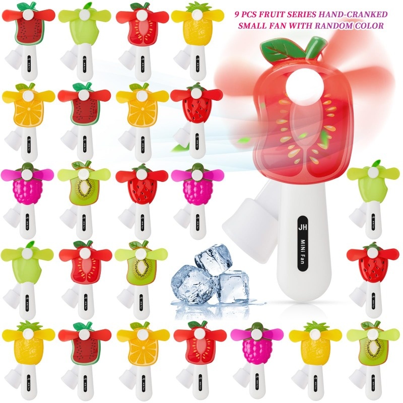 Image of 9pcs Mini Handheld Fruit-shaped Fan - Cute And Portable, No Batteries Needed, Summer Cooling Hand Fan For Party Decoration, Home And Outdoor Use - Random Color Sent
