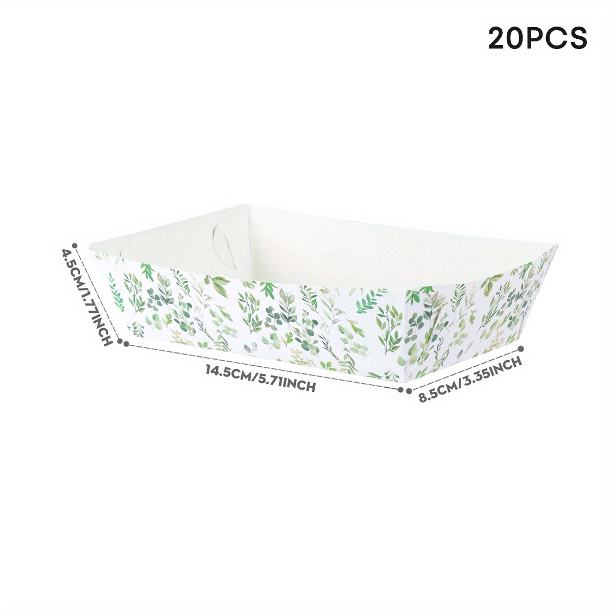 E-shop 10/20/40 Stück Elegante grüne & weiße Papier-Servierplatten mit Blattmuster - Robuste, beschichtete Party-Servierplatten aus Papier für