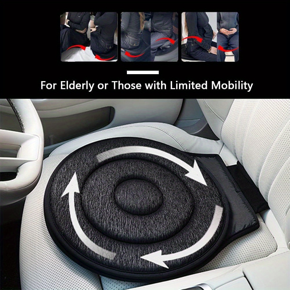 1pc 360-Degree Rotating Car Seat Cushion - Portable, Non-Slip Round Moving Seat Pad for Elderly, Pregnant Women & Individuals with Limited Mobility - Ergonomic Design for Up and Down Car Use - Ideal Gift for Car Enthusiasts, Accessible Mobility Aid|Adjustable Seat Cushion|Durable Fabric Cushion, Car Seat Cushions