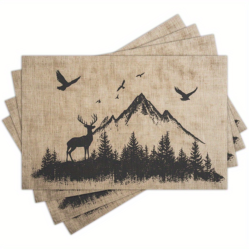 TEMU 4 Tovagliette Stampate con Silhouette di Due a una - Lavabili, Tovaglie per da , Ideali per Ristoranti, Feste, Decorazioni per Tavolo da Cucina,