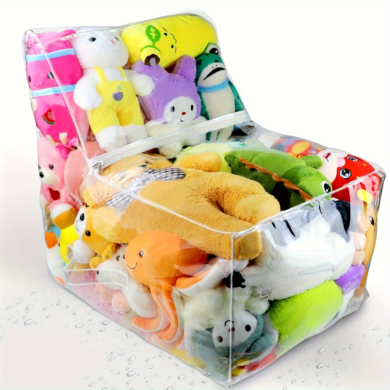 TEMU Large Capacity Transparent Pvc Storage Bag - Durable & Easy-clean Multi-use Organizer For Plush, Stuffed Animals, - Contemporary Design, Stuffed