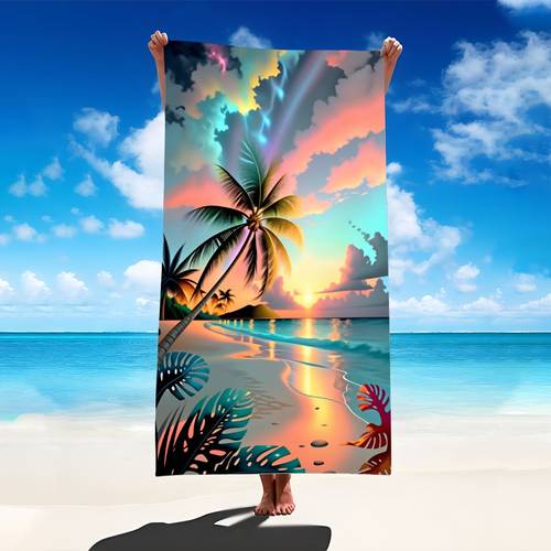 beach towel featuring palm tree and patterns suitable for summer vacations and pool parties a must have for travel