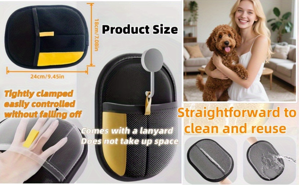 4 Brosses de Dépilation Ménagères, Outil de Dépilation de Poils d'Animaux, Gants de Dépilation à Électricité Statique, Réutilisables, Pratiques et Rapides, Adaptés à Divers Environnements