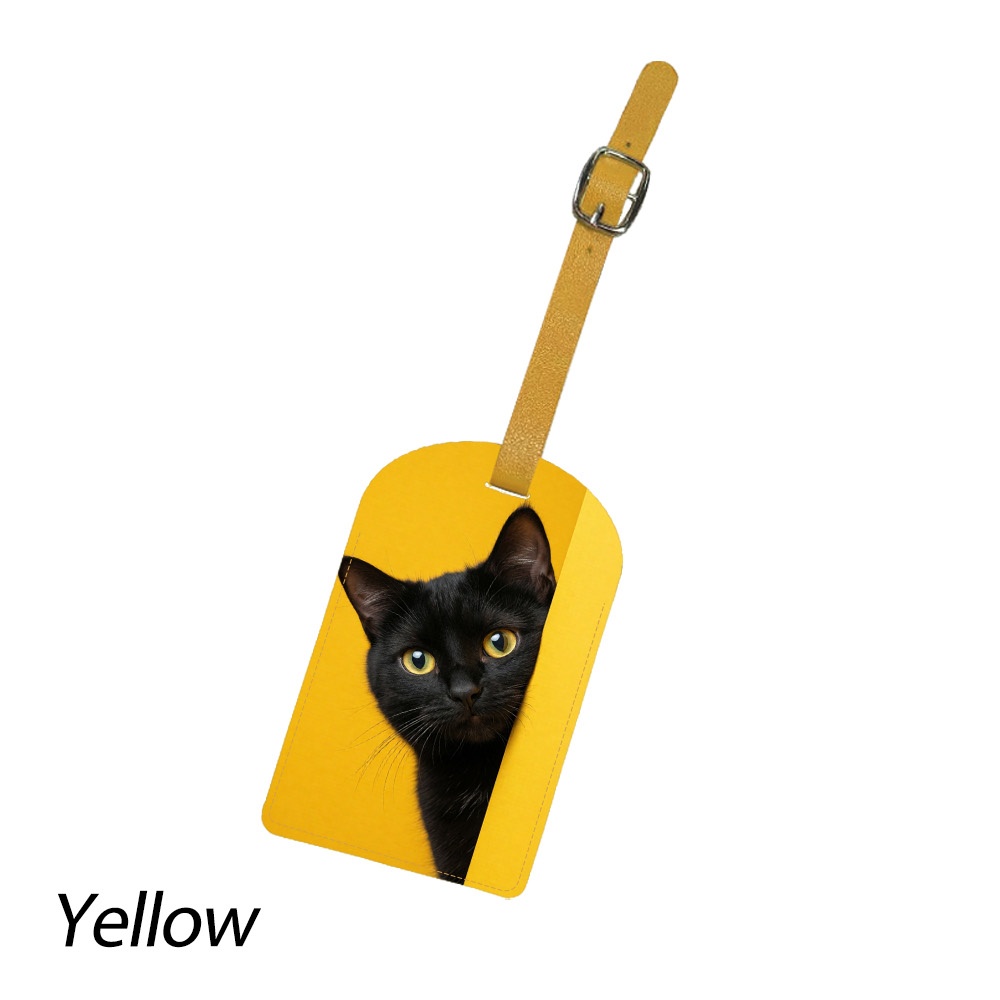 TEMU Suitable For Travel Luggage Tag With Peeking Black Cat Face & Id Card Holder - Name/information Label, Lightweight Durable Tag For Suitcase,