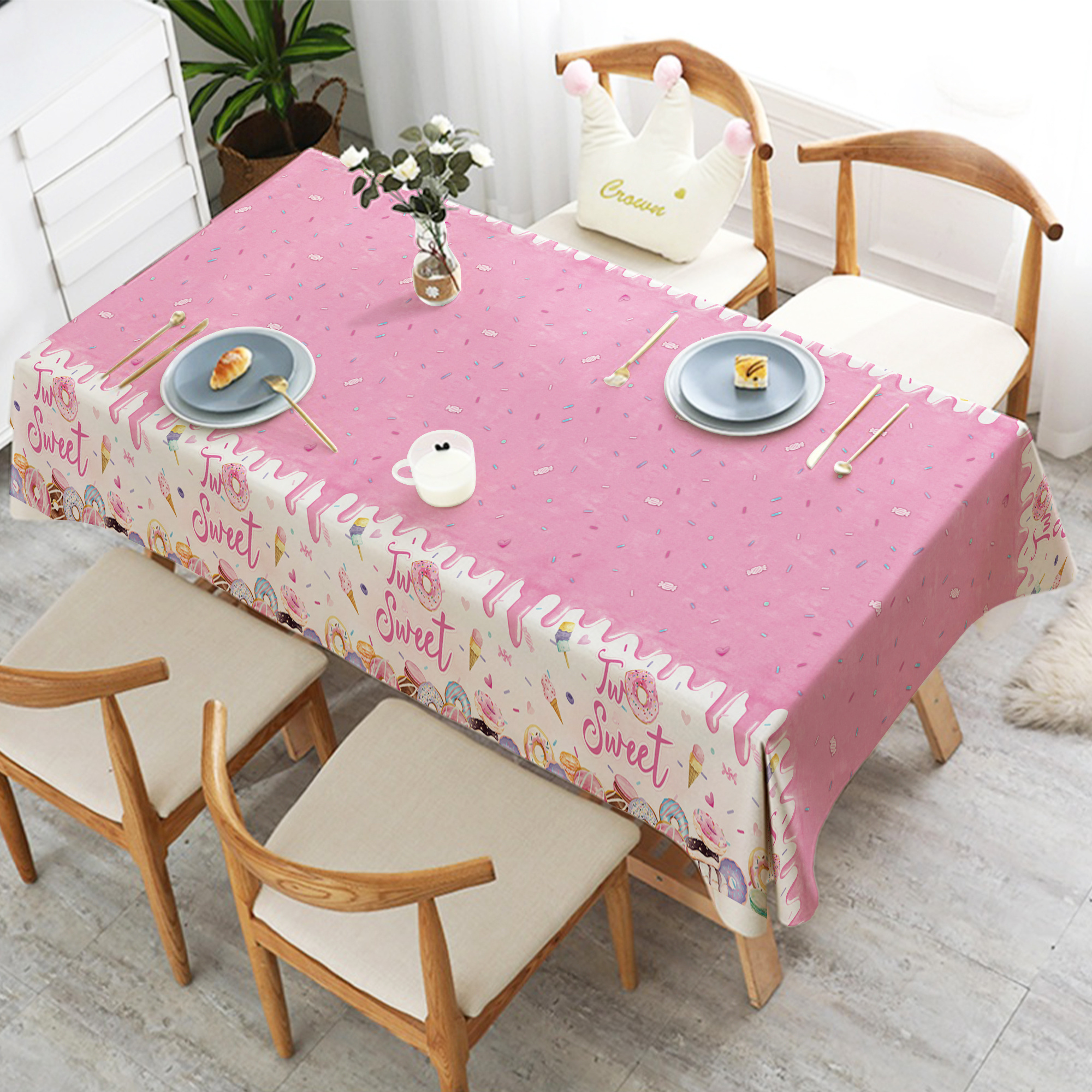 TEMU 1pc 2 Party Tablecloth, Second Birthday Party Tablecloth, Party Supplies, Holiday Decoration, Disposable Rectangular Plastic Tablecloth