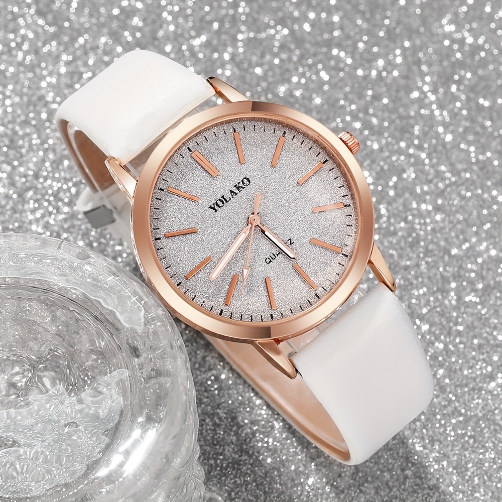 5pcs Elegant Women's Quartz Wristwatch Set with Accessories