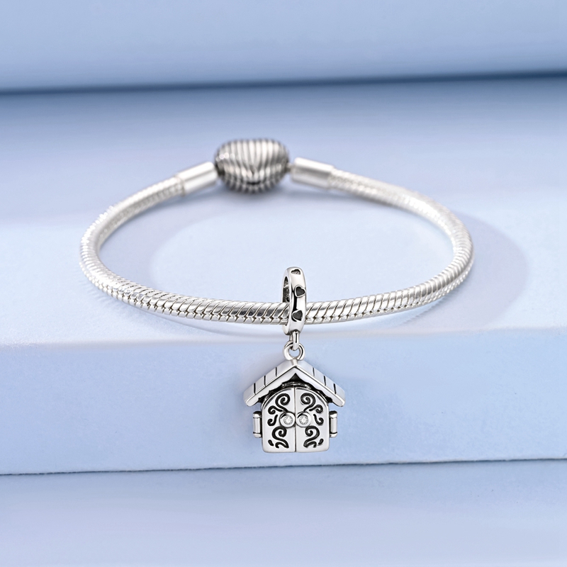 925 Sterling Silver Openable Family Pendant for DIY