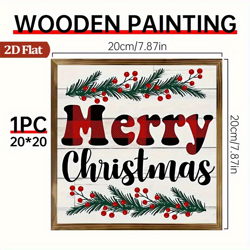TEMU 2d Flat Christmas Greetings Sign Plaque | Multipurpose & Office Desk Decor, Festive Gift, In White, Black, Red, Green, Christmas & Seasonal
