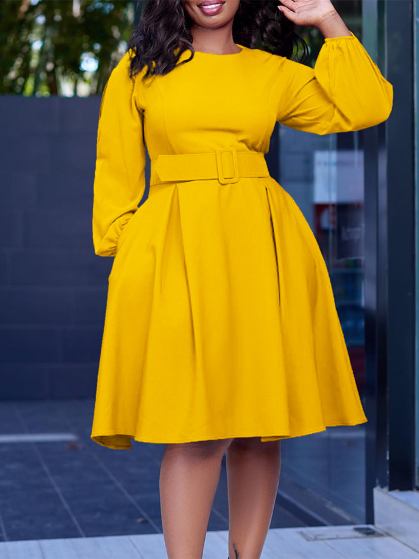 navy blue dress for baby girl How to Wear Yellow this Winter main image 1