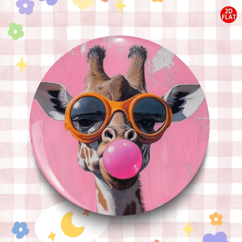 TEMU 2d Flat - (2d Flat) Giraffe Bubble Classic Fashion Brooch/pin/badge, For Jeans, Clothes, Backpacks And Hats, Ideal Collectible Trinket, Perfect
