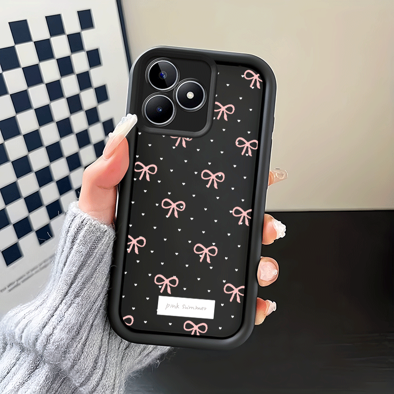 TEMU Чохол для телефону - Рожевий чохол з бантиком, підходить для Realme C21 C25Y C30S C33 C35 C51 C53 C55 C63 C65 C67 C71 C75 C75X Note 50 60 Narzo