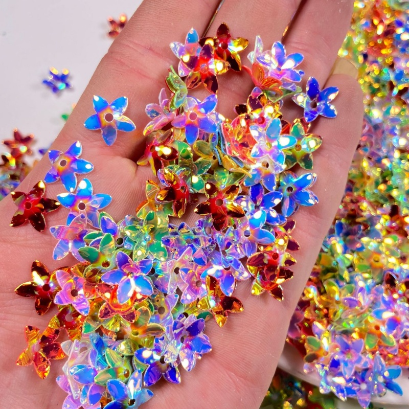 E-shop 400 Stk. AB- dreidimensionale Blütenperlen aus Kunststoff – DIY-Schmuckherstellungszubehör im Bohemian-Stil, geeignet für Halsketten, Armbänder,