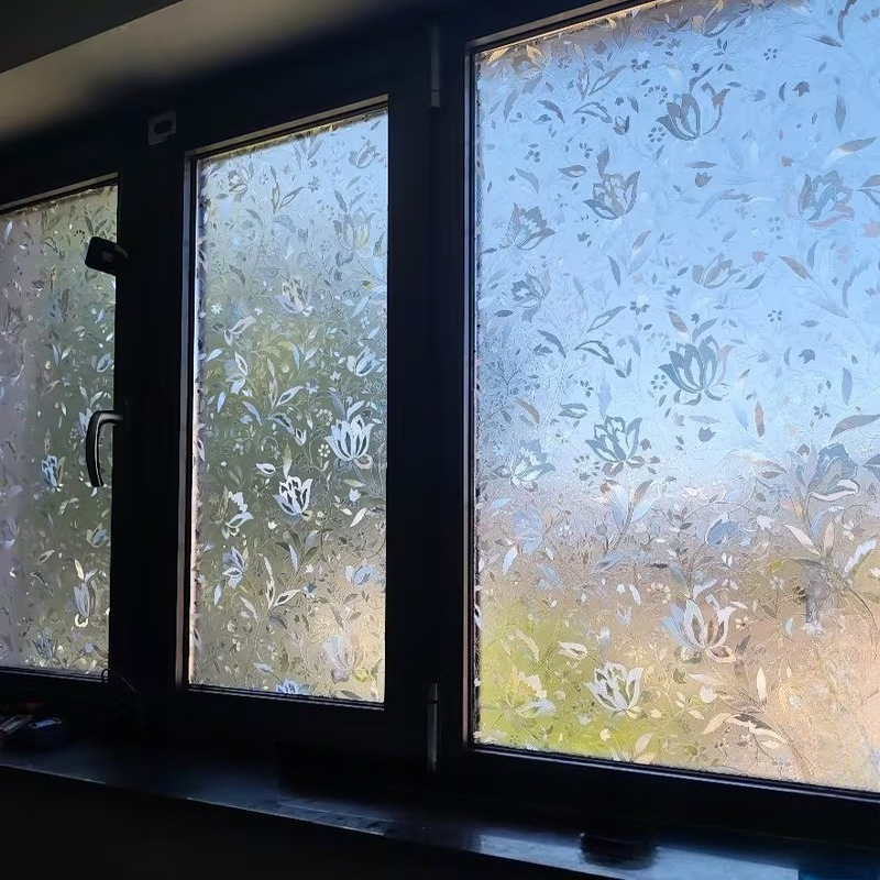 TEMU 1 Roll Self-adhesive/non-adhesive Static Cling Privacy Window Film Suitable For Doors,, Mirrors - Transparent/semi-transparent Frosted White/