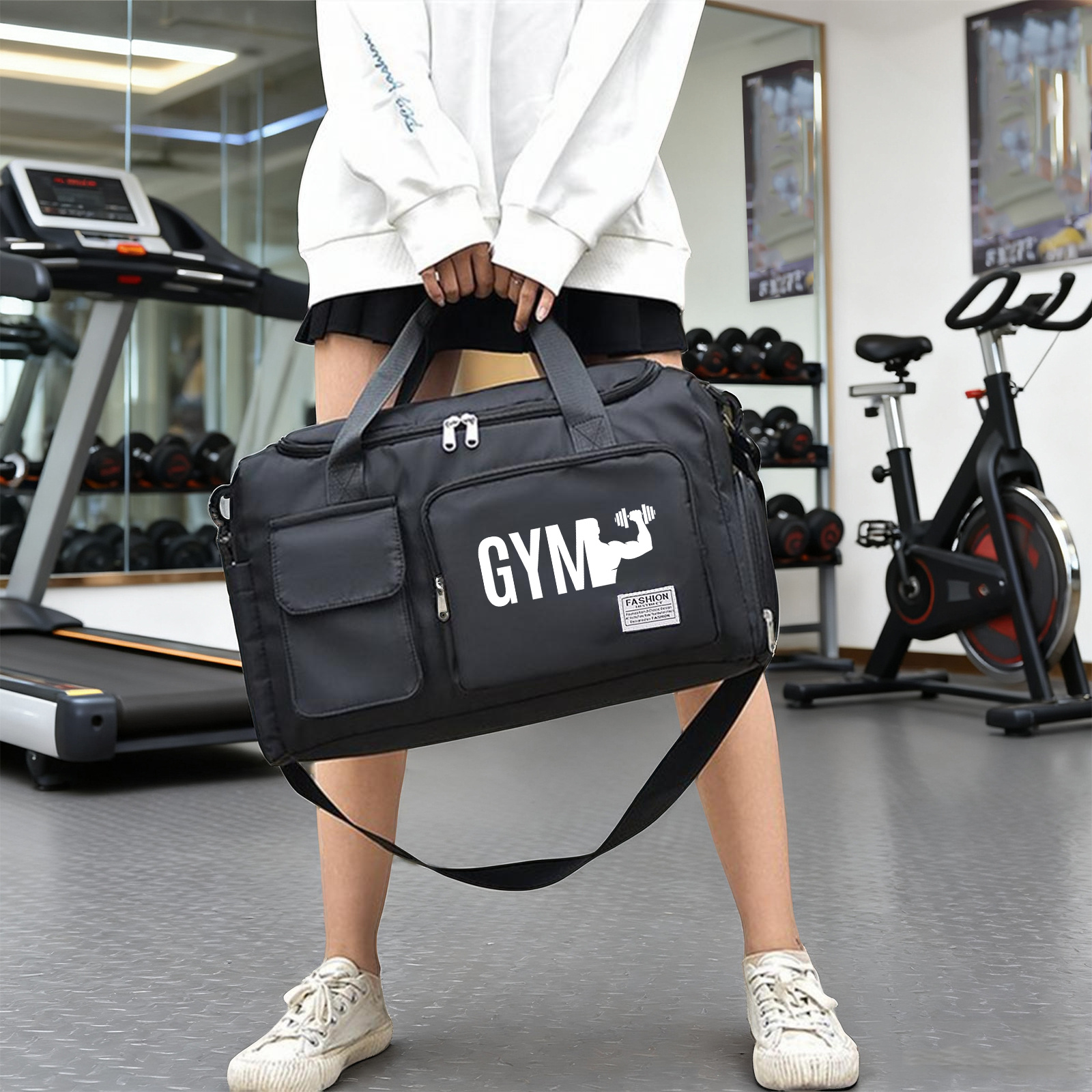 Travel Bag Designed for Fitness Dumbbells, Versatile Duffel Bag And Backpack, Spacious Nylon Travel Bag, Lightweight, Ideal for Gym, Sports, And Overnight Trips