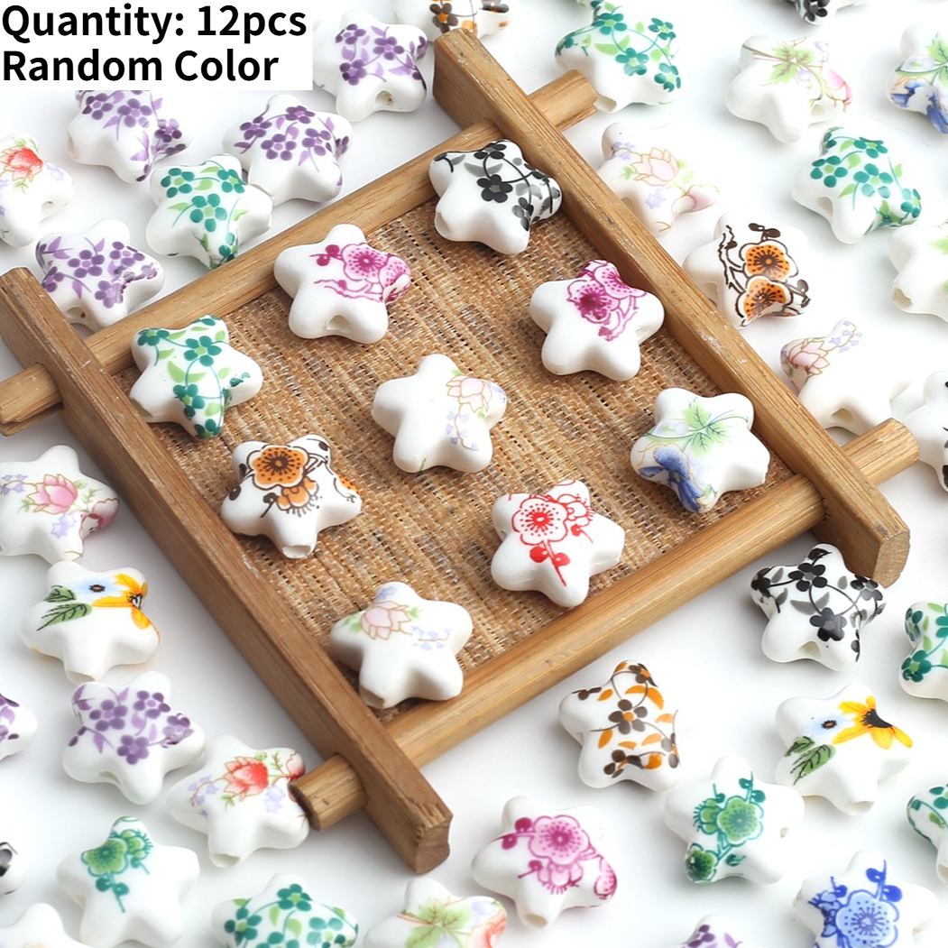 12pcs Random Color Ceramic Beads for DIY Jewelry Making