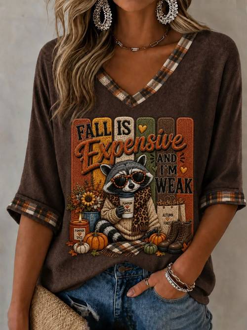women y2k blouse raccoon pumpkin graphic top trim 3 4 roll sleeve blouse shirt loose line casual blouse for fall outfits machine washable autumn daily wear halloween fashion non stretch suitable for