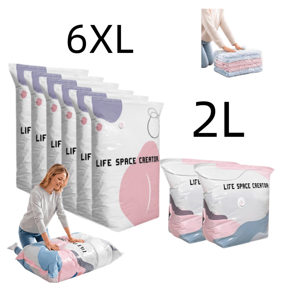 TEMU 8 sacchetti sottovuoto resistenti, non richiedono pompa, salvaspazio, con chiusura a pressione, adatti per vestiti, coperte, viaggi, traslochi e