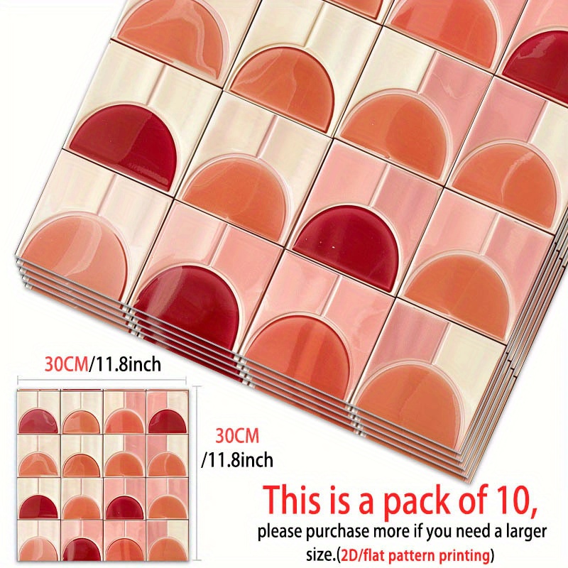 E-shop 10 Stück, 2D-Flach, 11,81 x 11,81 Zoll (30 x 30 cm) PVC-Bodenfolien, selbstklebende künstlerische Bodenmuster, geeignet für die Dekoration von