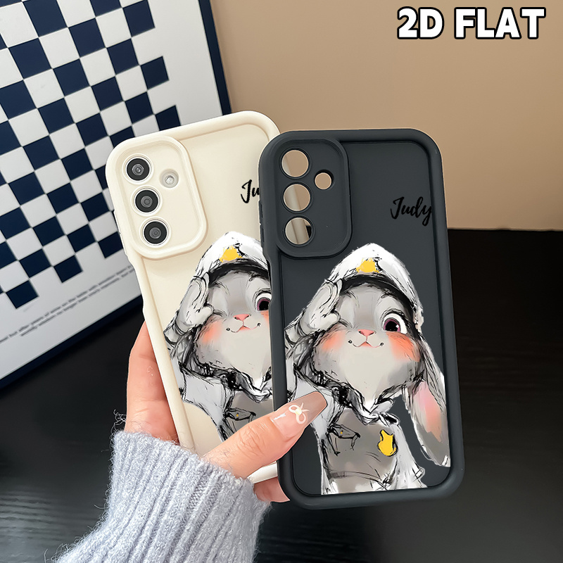 품목 사진 휴대폰 케이스: 2d 플랫 주디 토끼   디자인 흑백 소프트 tpu 소재, 삼성 갤럭시 s25ultra/s20/s21plus/s22/s23fe/s24/m10s/f12 호환, 고품질 보호용 휴대폰 케이스, 삼성 갤럭시 a01/02/04e/05/32/35/50/52/53/55/70/73 호환, 2d 플랫