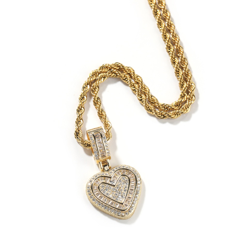 TEMU Luxury Heart-shaped Necklace Featuring A Love Pendant, Designed With Copper And Zirconia