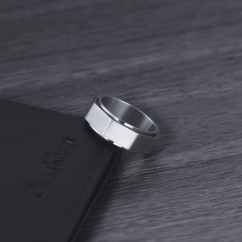 1pc mens rotating ring modern minimalist spinner jewelry matte black sleek golden durable everyday formal wear fade resistant stainless for wedding anniversary birthday gifts year round mens accessory anniversary gift contemporary design polished stylish jewelry fashionforward men Product details 3