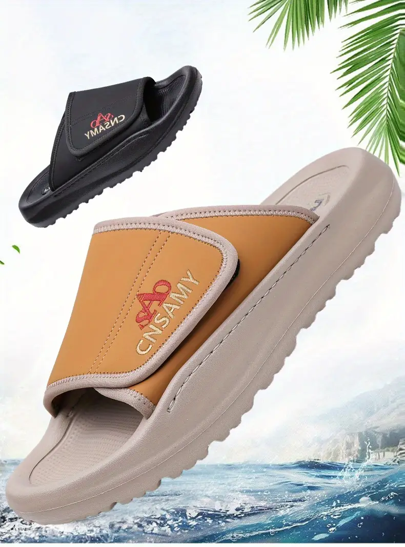 mens home bathroom slippers 2025 new lightweight quick dry mens sandals fashion open toe slides for indoor outdoor beach and casual wear sole non slip solid color round toe stylish anti skid flip flops comfortable thick soled summer durable eva material unisex design everyday use car friendly slip resistant house slippers 2pcs set 1pc shoe 1pc bag Product details 2
