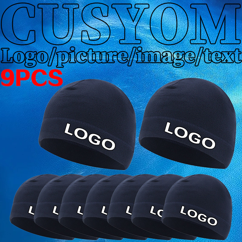 TEMU 9pcs Custom Warm Hats, Customizable And Breathable Design - Unisex Winter Hats, Windproof For Sports And Outdoor Activities Christmas Gift