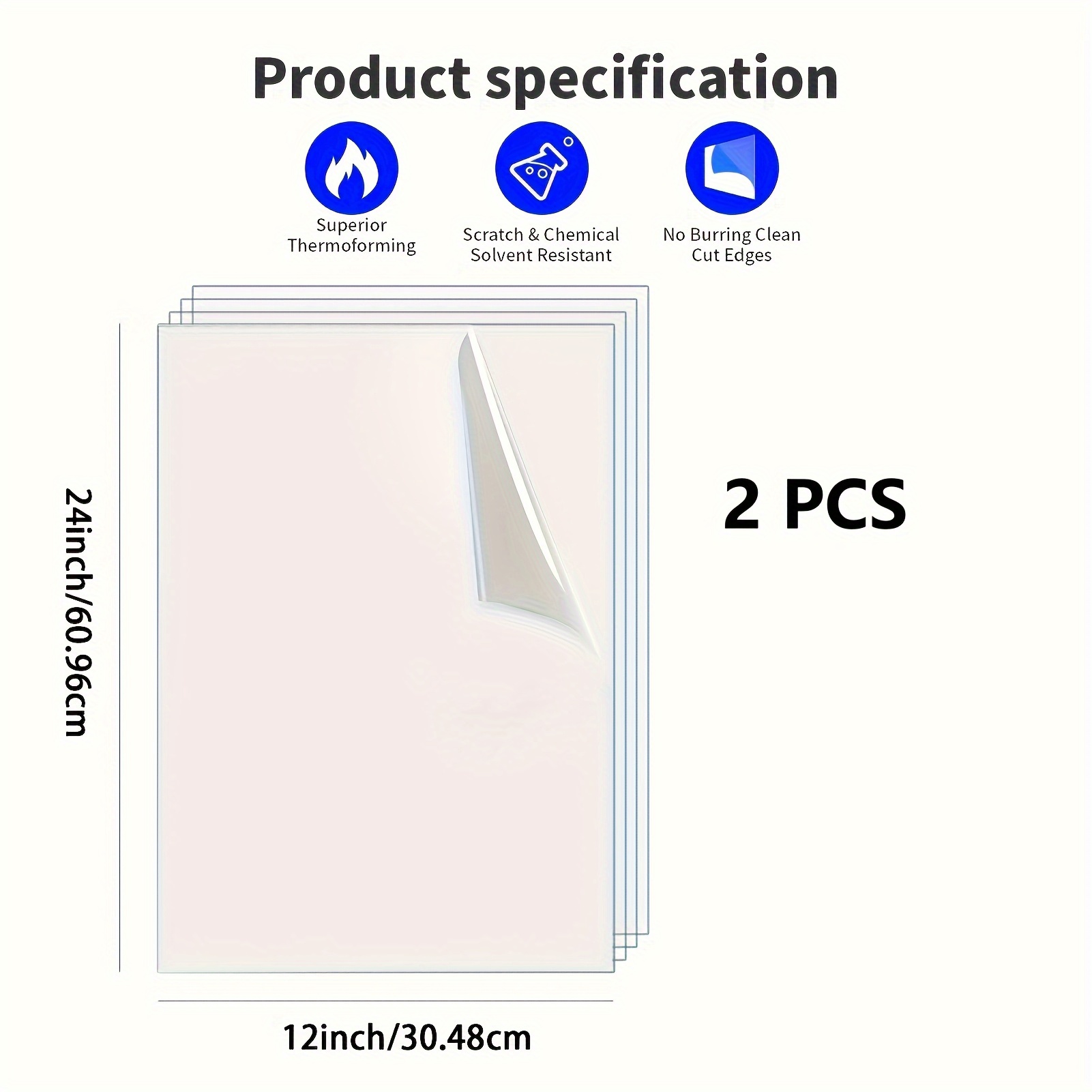 TEMU 2d Flat, (2pcs) High-quality Plastic Board- 24" X 12" Pet Transparent Acrylic Board, Suitable For Art Design, Handcrafting, Weddings, Holiday
