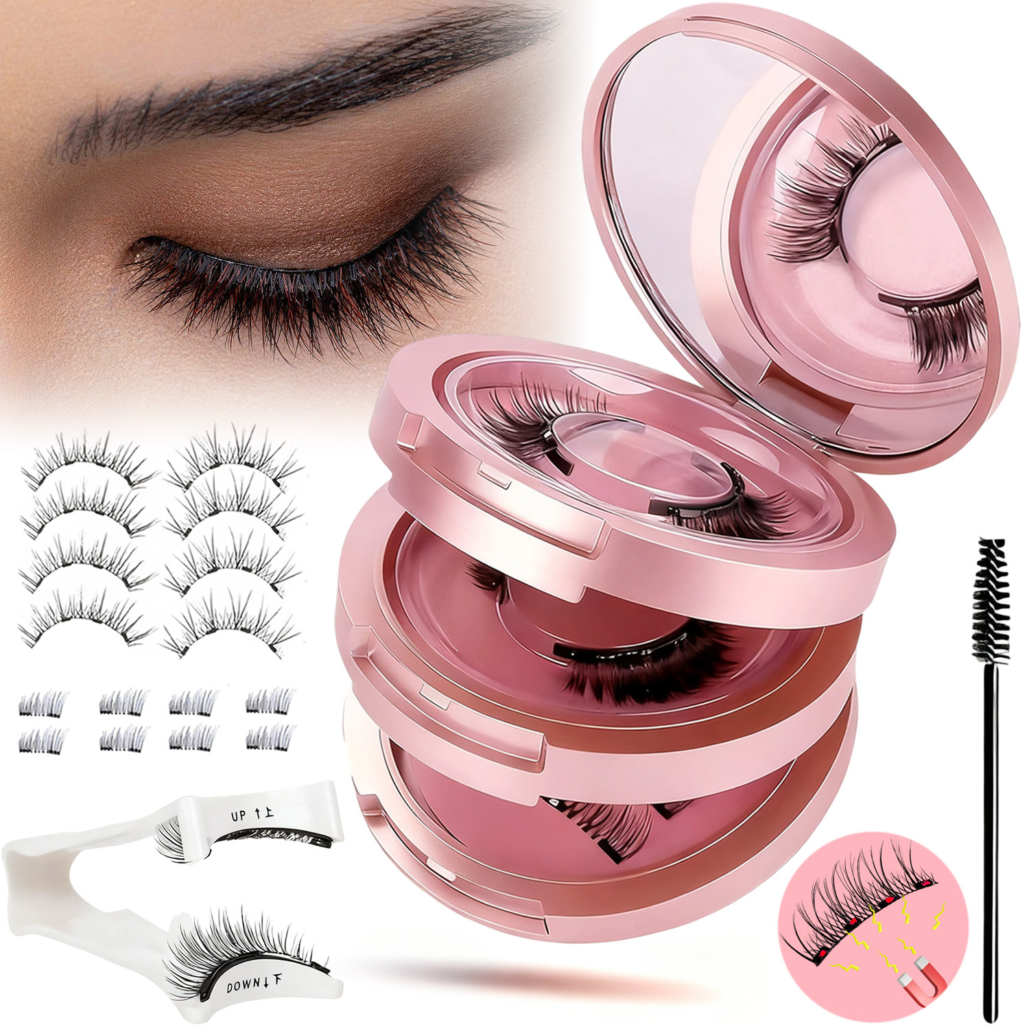 E-shop 8 Paar magnetische falsche Wimpern | 3D flauschige natürliche Form, wiederverwendbar für tägliche Reisen, Partys, Marke: Anikers