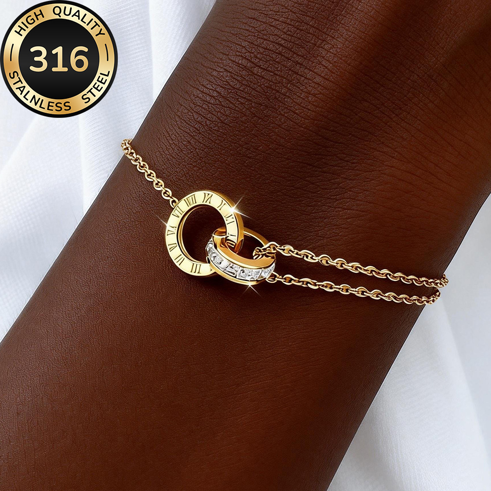 E-shop Hochwertiges Edelstahl-Goldarmband, verblassungsresistent, schlicht elegant, ein modisches Damenarmband für den oder Partys, ein