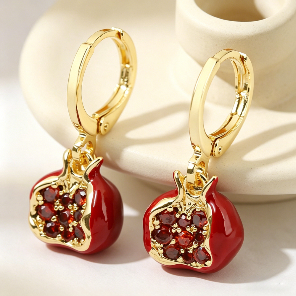 TEMU 1 paire, Mode Européenne et Américaine - de Mignonne Rouge Cuivré, Boucles d'Oreilles Exquises Haut de Gamme - Unisexe, Boucles d'Oreilles et