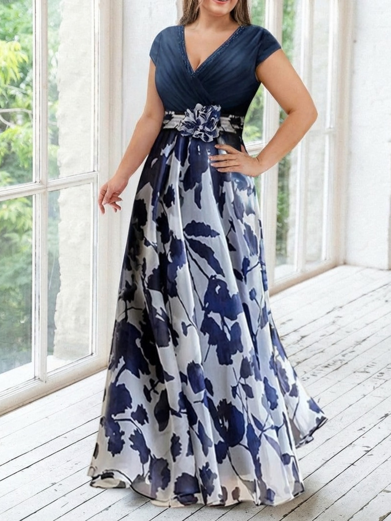 chinese dress ladies Blaise Blue Satin Maxi Dress - US 4 main image 0