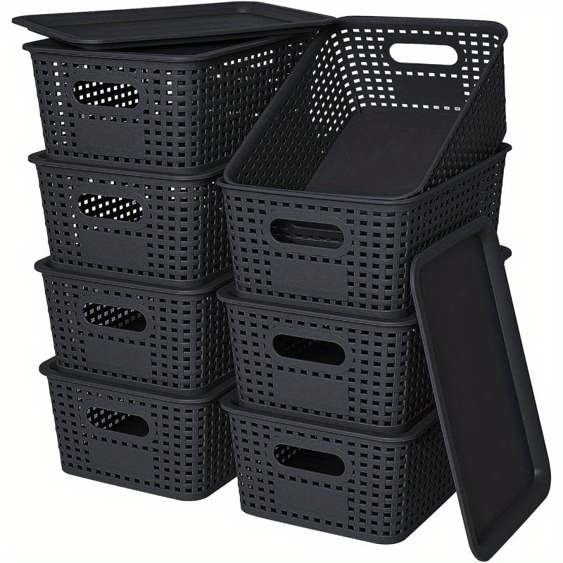 TEMU 8/4-pack-space-saving Organizers With Lids For Shelves/ Closet/ Desk | Multi-scene Use In Dorm, Playroom & Office (10"x7"x4", Essential) With A