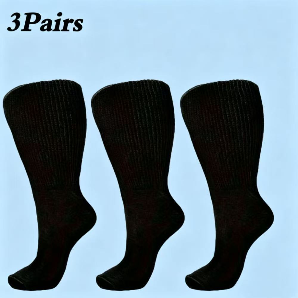 TEMU 3 Pairs Plus-size Socks, Extra-wide Socks Suitable For , Men's And Women's, Seamless Non-restrictive Socks, Loose Top For Seniors