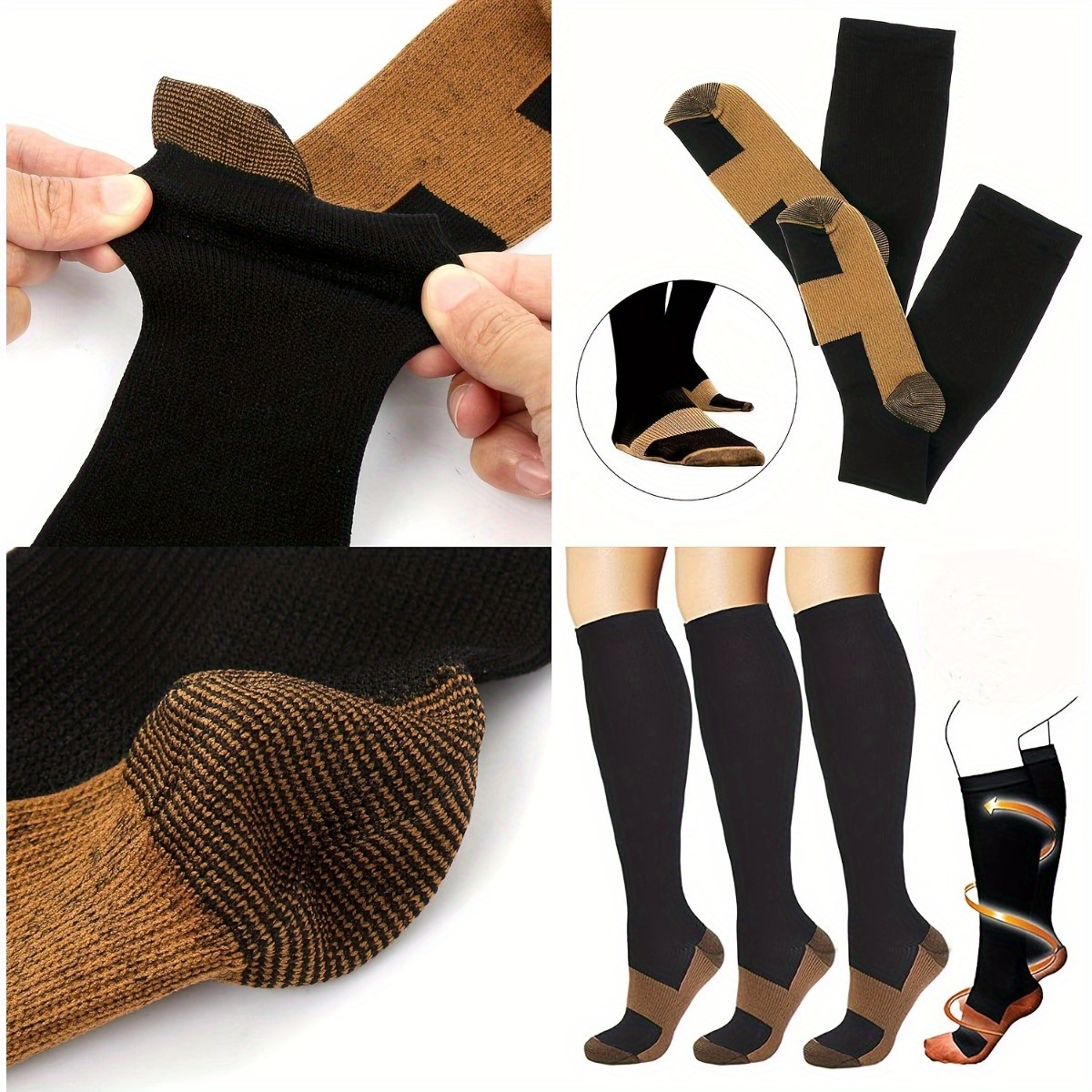 4 Pairs Compression Socks for Women & Men, Circulation 20-30mmhg Support Copper Compression Socks, Suitable for Nurses, Running, Cycling - Image 10
