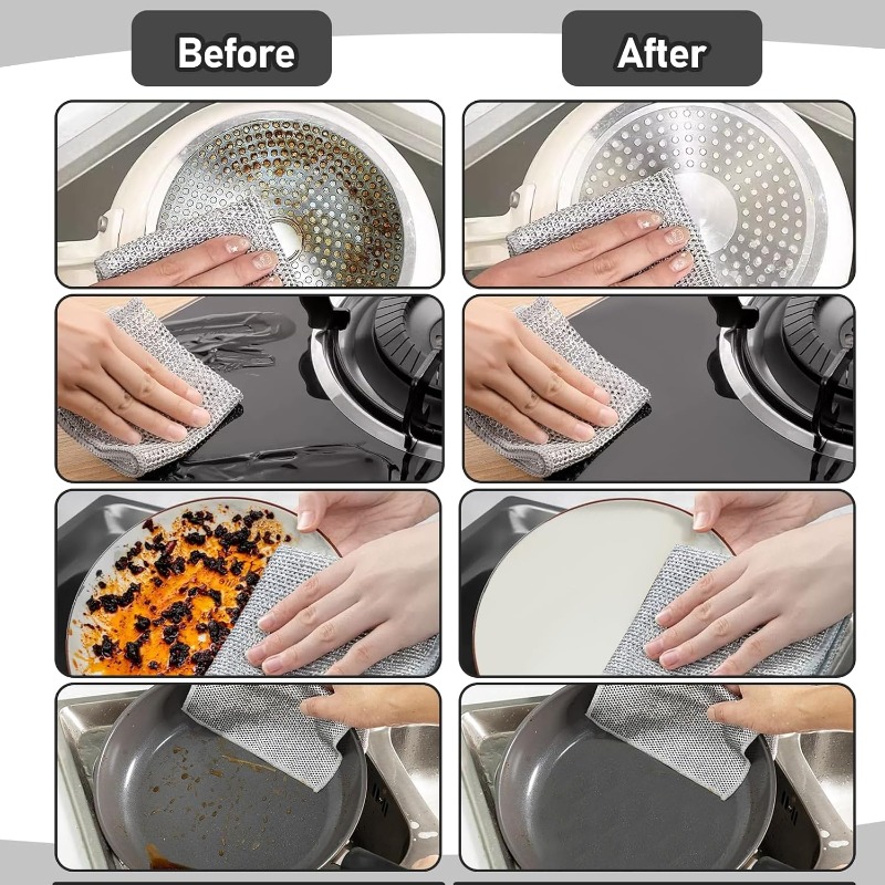 100pcs multi purpose dish cloths scratch mesh dish towels replace steel scrubbers ideal for cleaning pots pans and utensils oil removing quick drying durable cleaning cloths suitable for kitchen utensils and sink Product details 4