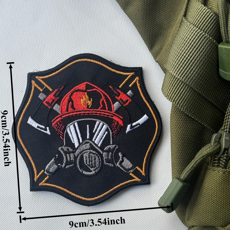 Temu Maska Ochronna Na Z HełMem StrażAckim & Taktyczna Naszywka Z KrzyżUjąCymi Się Toporami Z ZapięCiem Na Rzep - Odznaka Motywacyjna Odpowiednia Do-image