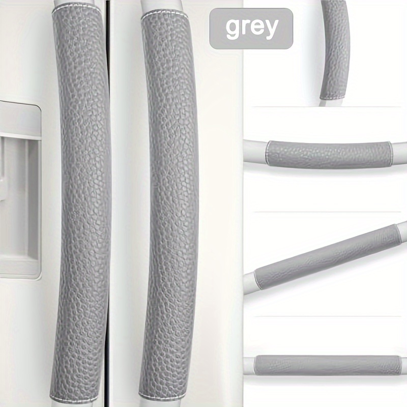 2pcs gray textured artificial leather refrigerator handle covers anti fingerprint oil proof anti slip dishwasher oven microwave safe durable stylish appliance protector for home kitchen fridge door handle cover dishwasher safe covers modern kitchen accessory antifingerprint cover