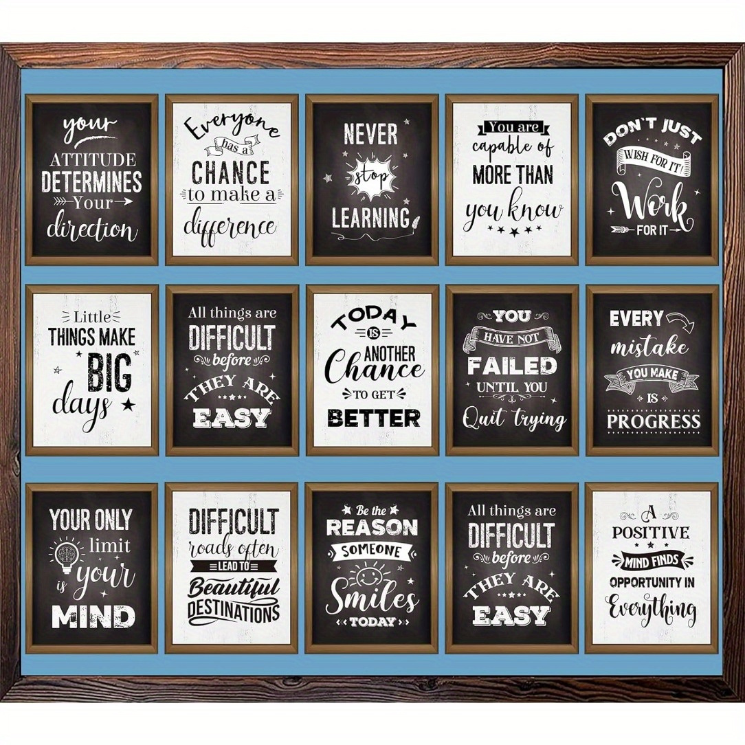 TEMU [print Painting] 15pcs Frameless Industrial Motivational Posters For Classroom Decorations, Bulletin Board Set Classroom Decor Inspirational