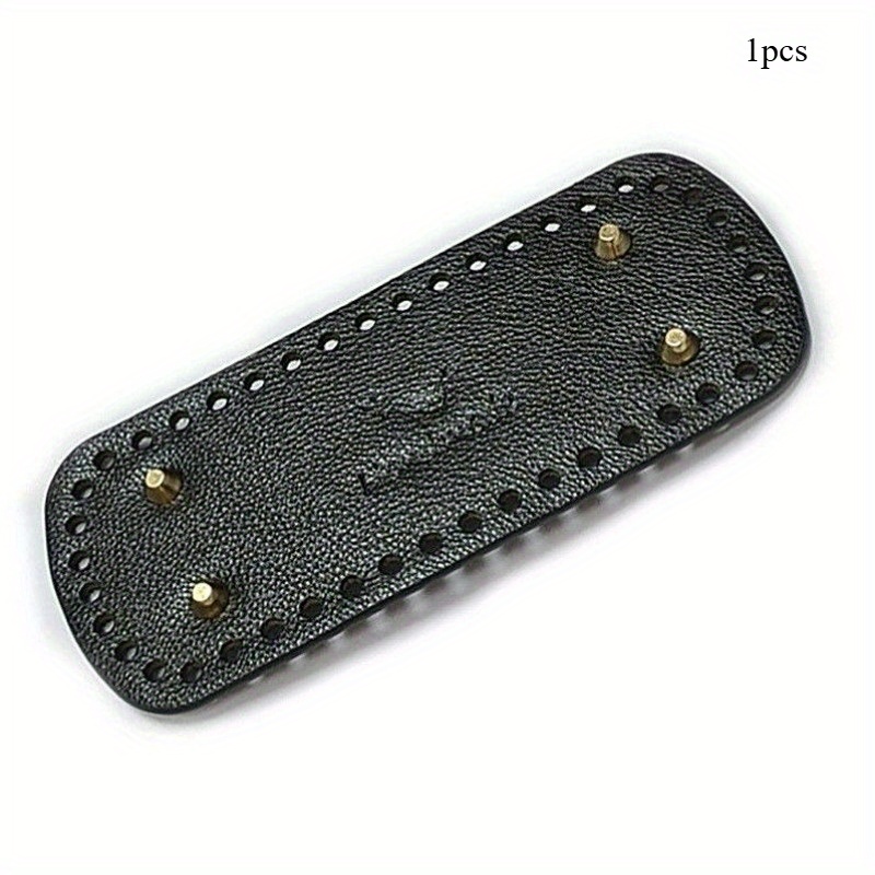 TEMU 1pc Elastic Faux Leather Crochet Bag Base With Pre-drilled Holes - Oval Craft Base 7.87x3.15inch, Used For Making Slanted Shoulder Backpacks,