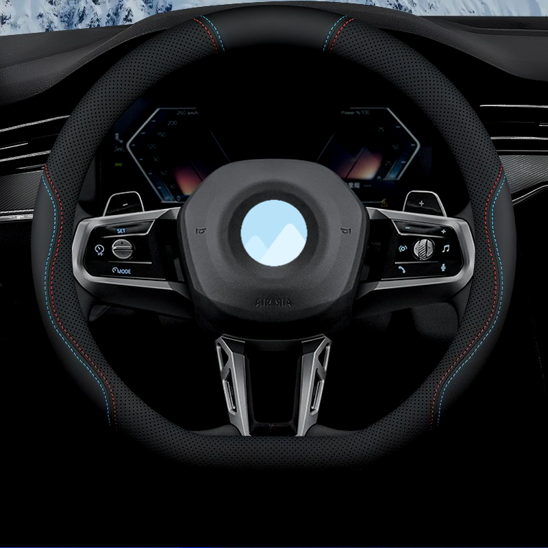 TEMU Ultra-thin Steering Wheel Cover Suitable For 37~38.5cm Round D-shaped Steering Wheels, Breathable Laser Perforated, Fit 1 2 3 4 6 7 X6 X7 I3 I4