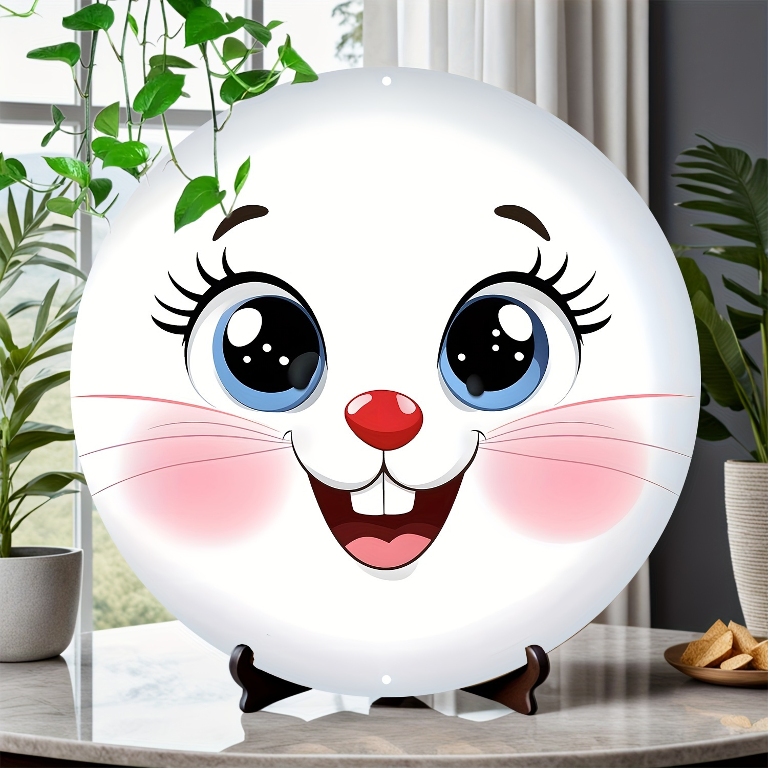 

Cartoon Rabbit Face Round Aluminum Sign - 8x8" Decor With & , Home, Office, Or Holiday Decoration, Office Wall Art | Wall Art | Nopower Decor