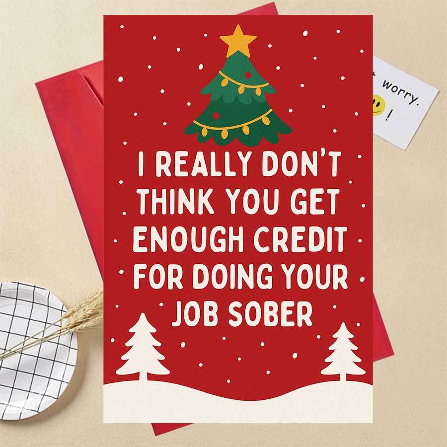 TEMU Une carte de Noël humoristique idéale pour remercier les collègues et , exprimant pour maintenir la sobriété au travail, parfaite pour les vœux