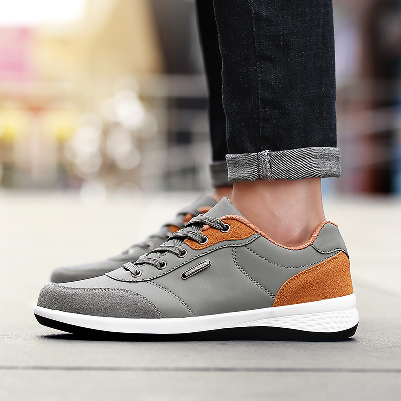 mens casual low top lace up sneakers   comfortable lightweight skateboard shoes solid color   upper sole fabric inner insole sunlight avoidance care ideal for casual wear Product details 4