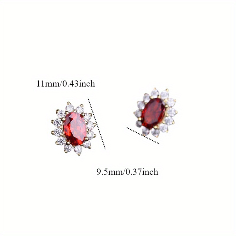 Fashionable Colored Stud Earrings, Luxurious Zirconia