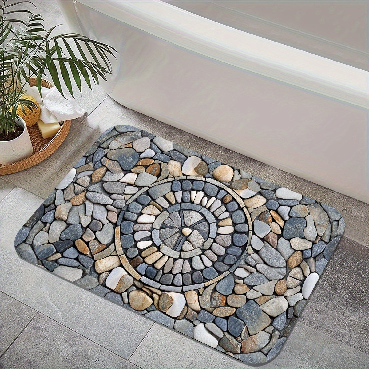 Stein-Badematte Aus Kieselgur – 60x40 Cm, Super Saugfähig, Rutschfest, Schnell Trocknend